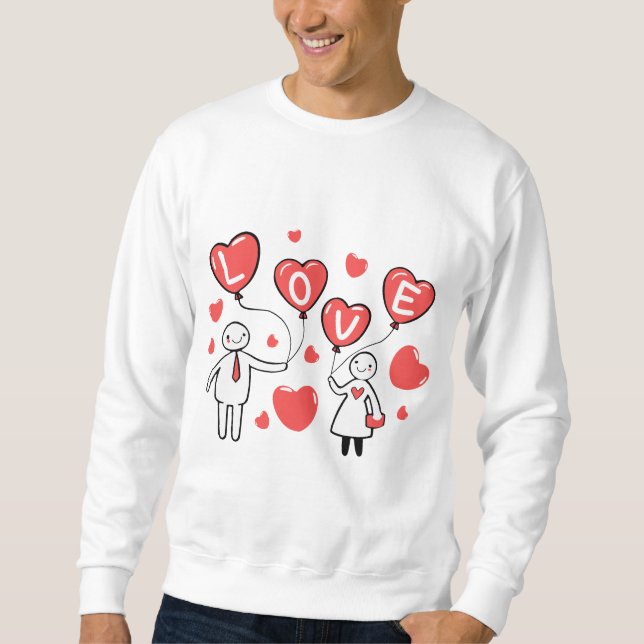 "Love in the Air" with Heart Balloons Sweatshirt (Front)