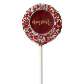 Love in the French Language Amour Chocolate Covered Oreo Pop (Zoomed)