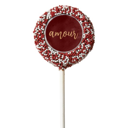 Love in the French Language Amour Chocolate Covered Oreo Pop (Zoomed)
