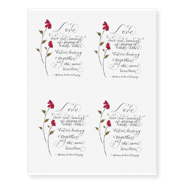 Love in the same direction quote temporary tattoos (Front)