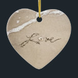 Love in the Sand Beach Christmas Ornament<br><div class="desc">Lovely beach wedding or party favor to give to guests or to add to a bridal gift. Christmas ornament,  sweetheart gift or year-round beach house decoration,  this is a heart full of love in the sand! Two side ornament looks good from any angle!</div>