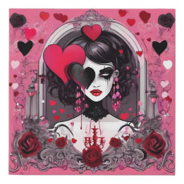 Love in the Shadows: The Haunted Mirror Faux Canvas Print