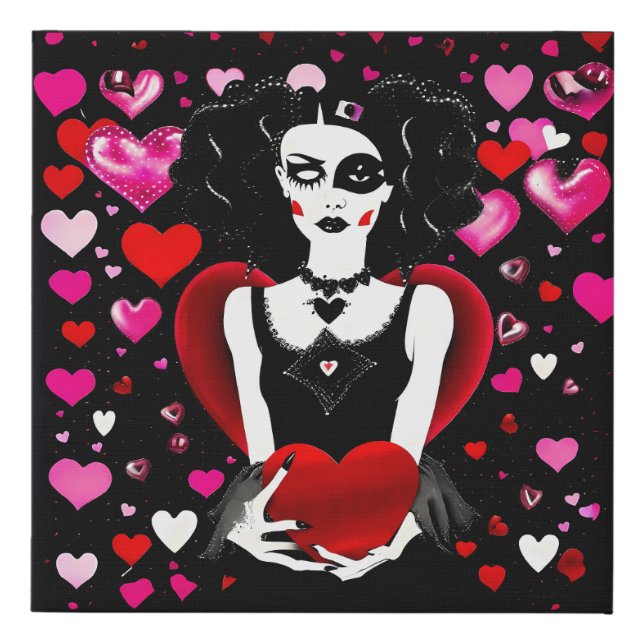 Love in the Shadows: The Raven's Heart Faux Canvas Print (Front)