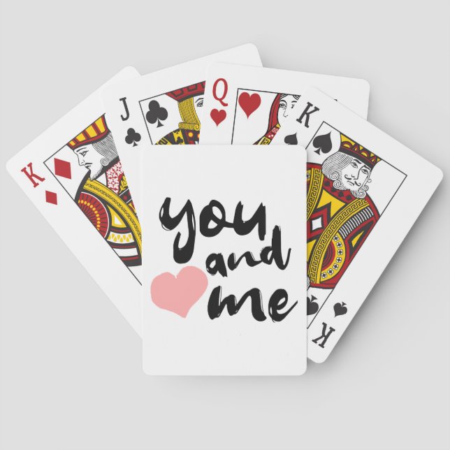 Love in Two Words You and Me. Valentines Day Poker Cards (Back)