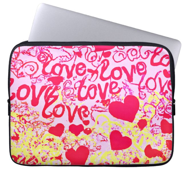 Love in Vibrant Color Pattern Laptop Sleeve (Front)