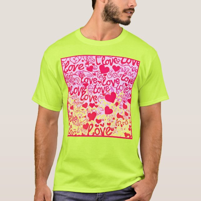Love in Vibrant Color Pattern T-Shirt (Front)