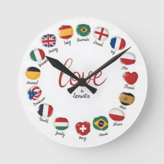 Love in  Wall Clock, 8" Round Acrylic Clock