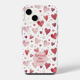 Love in Watercolor - Whimsical Heart Pattern iPhone 14 Case