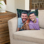 Love in White Script with Heart Custom Photo Throw Pillow<br><div class="desc">Modern and stylish custom throw pillow design features a favorite photo with a minimal white "Love" typography overlay design that includes flourish and heart details. The white colored text can be customized. A unique gift idea for a newlywed couple or for your loved one on Valentine's Day!</div>