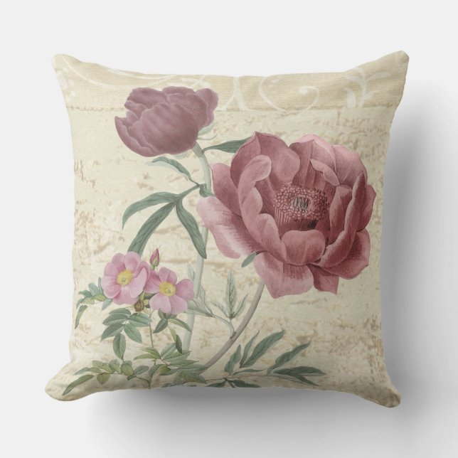 Love in White Script with Heart Custom Photo Throw Pillow (Front)