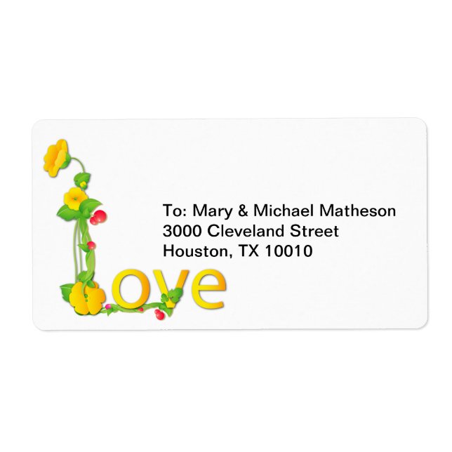 Love in Yellow Flowers Label (Front)