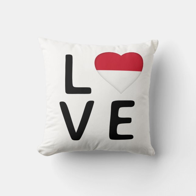 Love - Indonesia Flag Throw Pillow (Front)