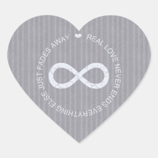 Love Infinity grey stripe Heart Sticker