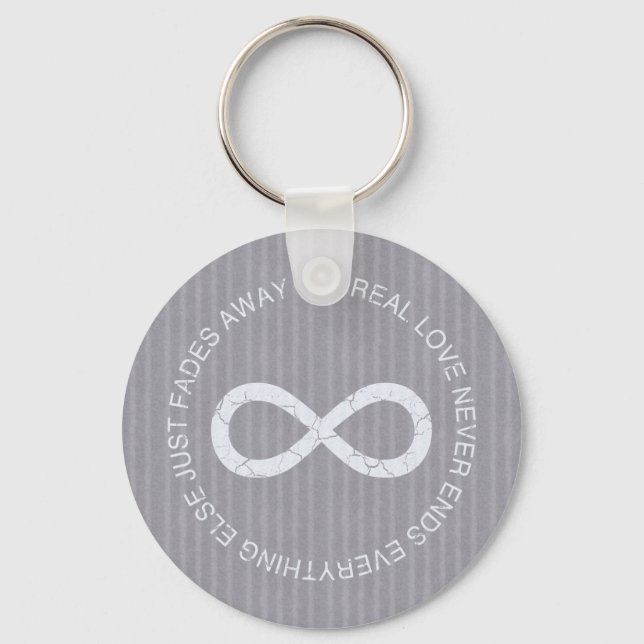 Love Infinity grey stripe Keychain (Front)