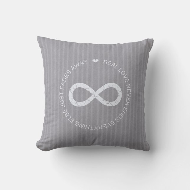 Love Infinity grey stripe Throw Pillow (Front)