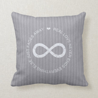Love Infinity grey stripe Throw Pillow