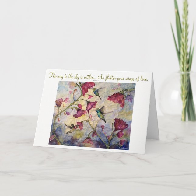 Love Inspiration Hummingbird Art Greeting Card (Front)