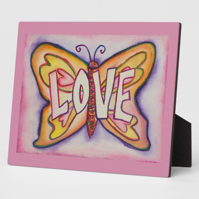 Love Inspirational Butterfly Painting Gift Plaque (Side)