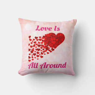 Love Inspirational Red Hearts Cute Valentines Day Throw Pillow