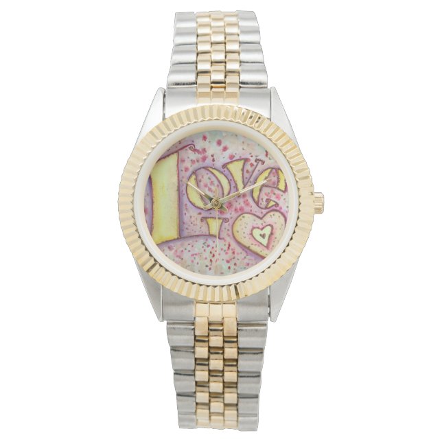 Love Inspirational Word Art Jewelry Wrist Watch (Front)