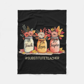 Love Inspire Teach Jar Back To School Substitute T Fleece Blanket