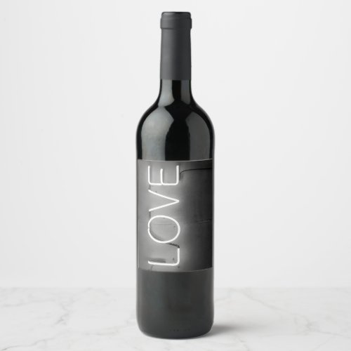 Love Inspired Modern Neon Sign in Black and White Wine Label