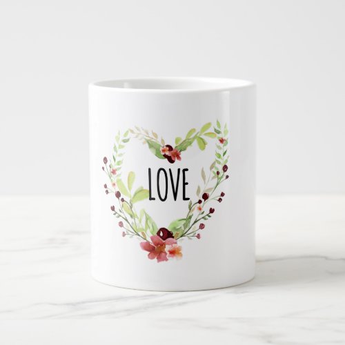  LOVE INTENTION EMOTO Floral HEART wreath Giant Coffee Mug