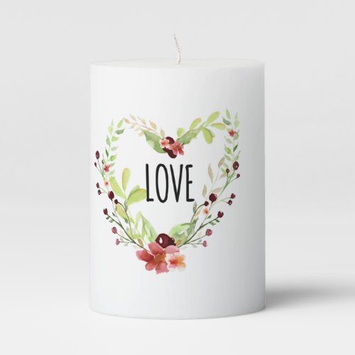  LOVE INTENTION EMOTO Floral HEART wreath Pillar Candle