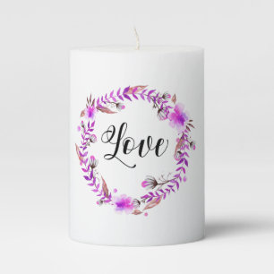 *~ LOVE INTENTION EMOTO Floral Wreath Pillar Candle