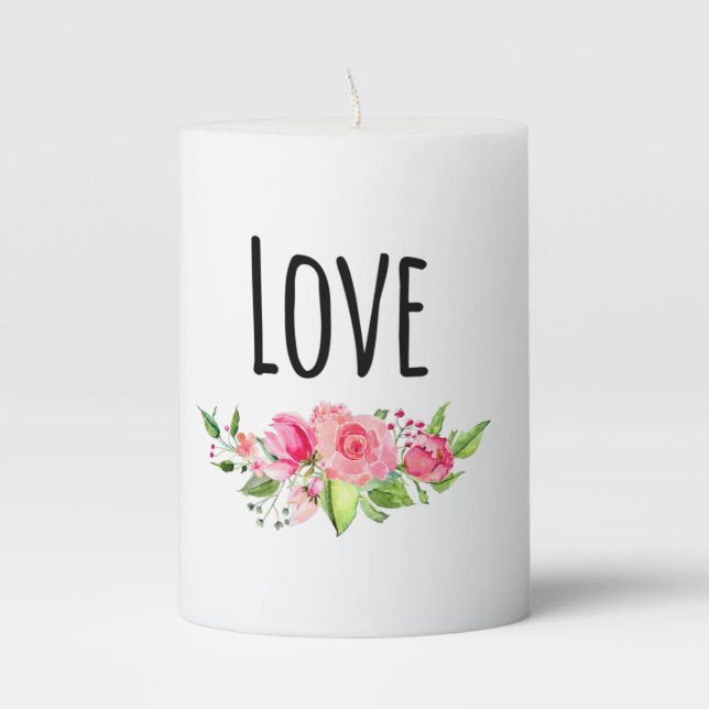 *~ LOVE INTENTION EMOTO Flower Bouquet Pillar Candle (Front)