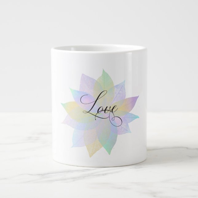 ~* LOVE INTENTION EMOTO Rainbow Magical Giant Coffee Mug (Front)