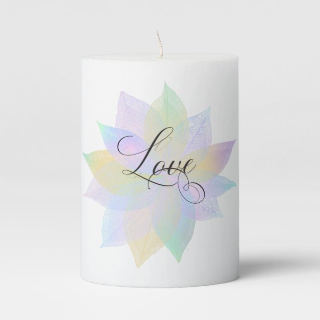 *~* LOVE INTENTION EMOTO Rainbow Magical Pillar Candle (Front)