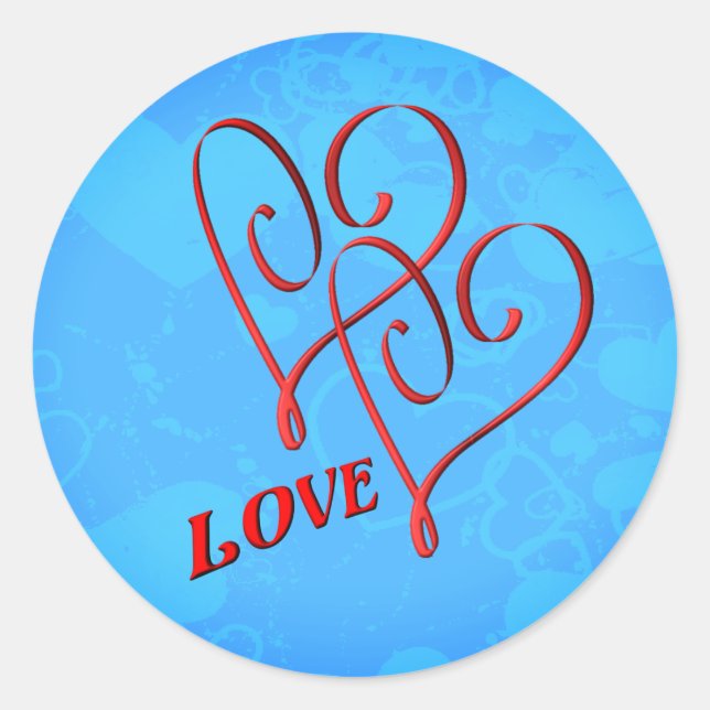 Love Intertwined Red Hearts  Classic Round Sticker (Front)