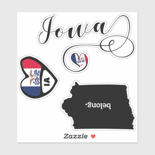 Love Iowa 3 Designs Die Cut Stickers