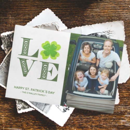 LOVE Irish Celtic Shamrock St Patricks Day  Photo Holiday Card