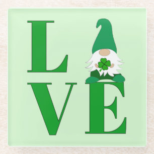 Love Irish Gnome Glass Coaster