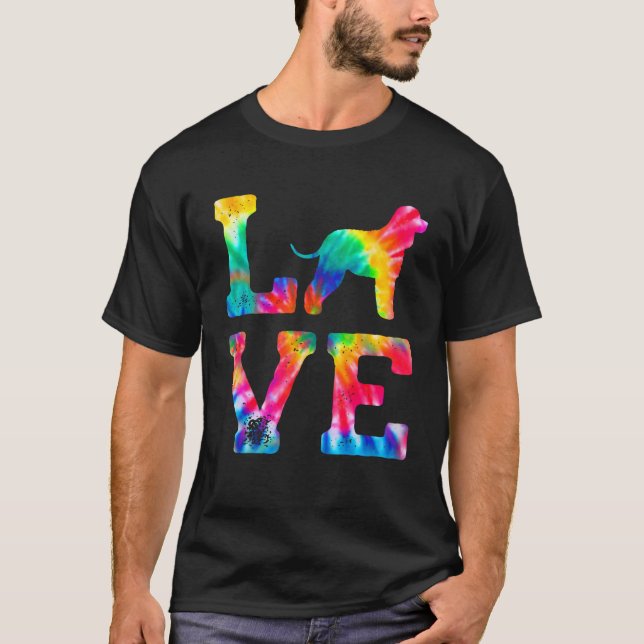 Love Irish Water Spaniel Tie Dye Dog Mom Dad T-Shirt (Front)