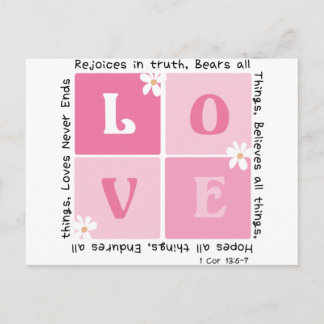 Love Is... 1 Cor 13:6-7 Postcard
