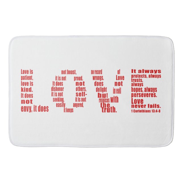 Love is... 1 Corinthians 13:4-8 Bible verse Bath Mat (Front)