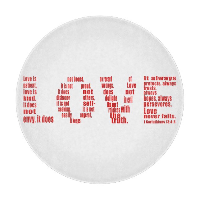 Love is... 1 Corinthians 13:4-8 Bible Verse Cutting Board (Front)