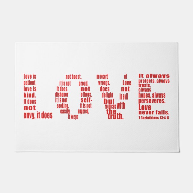 Love is... 1 Corinthians 13:4-8 Bible Verse Doormat (Front)