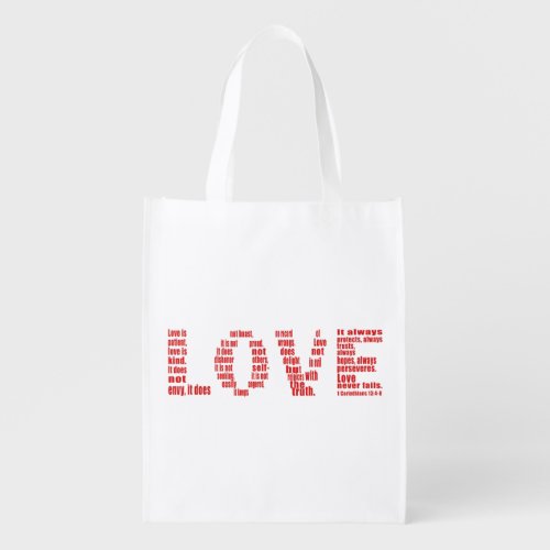 Love is 1 Corinthians 134_8 Bible verse Grocery Bag