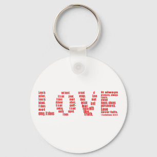 Love is... 1 Corinthians 13:4-8 Bible verse Keychain