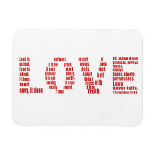 Love is... 1 Corinthians 13:4-8 Bible verse Magnet