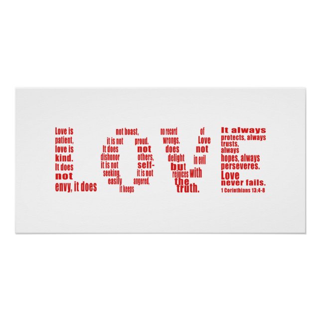 Love is... 1 Corinthians 13:4-8 Bible verse Poster (Front)