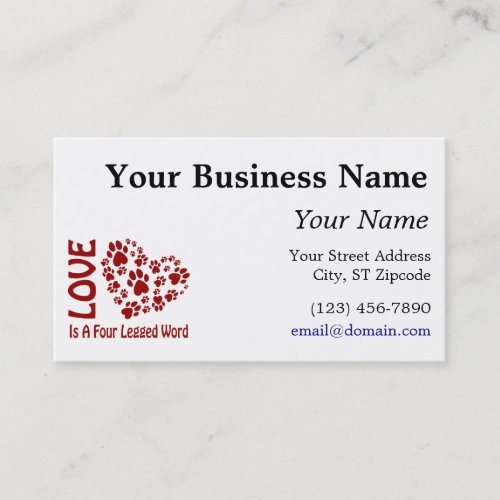 Love is a 4-letter word business card template