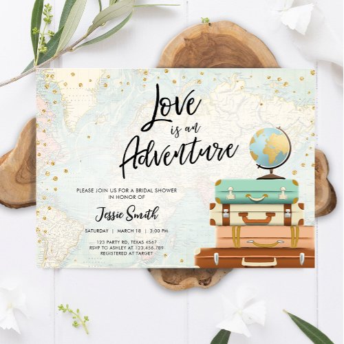 Love is a Adventure Journey Travel Bridal Shower Invitation
