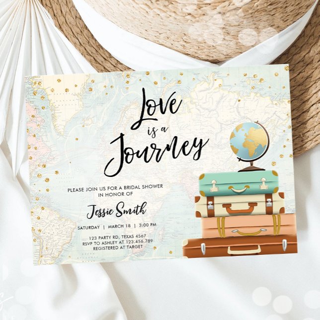 Love is a Adventure Journey Travel Bridal Shower Invitation (Creator Uploaded)
