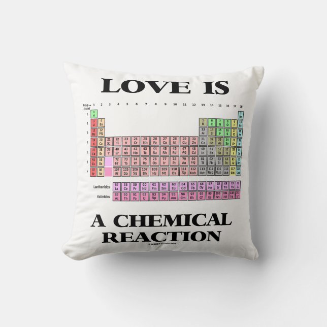 Love Is A Chemical Reaction (Periodic Table) Throw Pillow (Front)