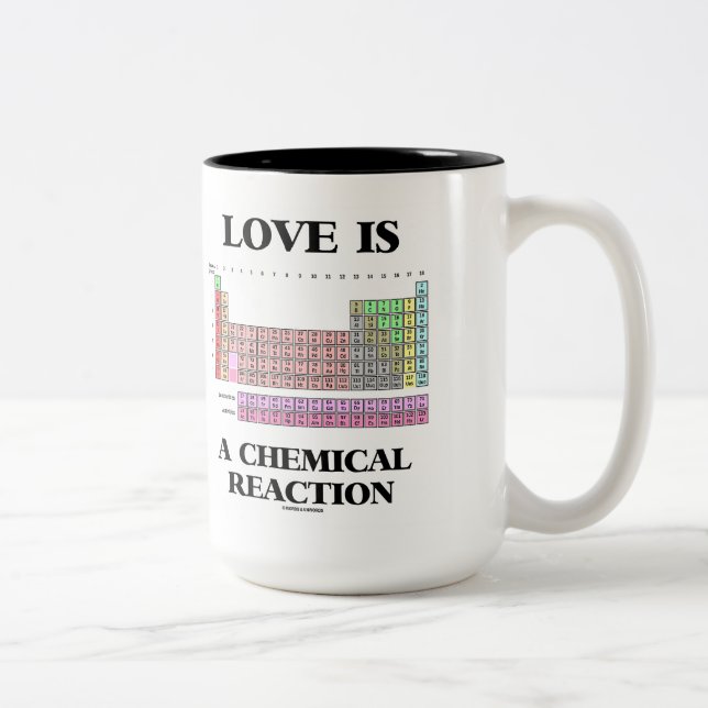 Love Is A Chemical Reaction (Periodic Table) Two-Tone Coffee Mug (Right)